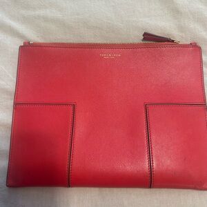 Tory Burch Red Leather Clutch